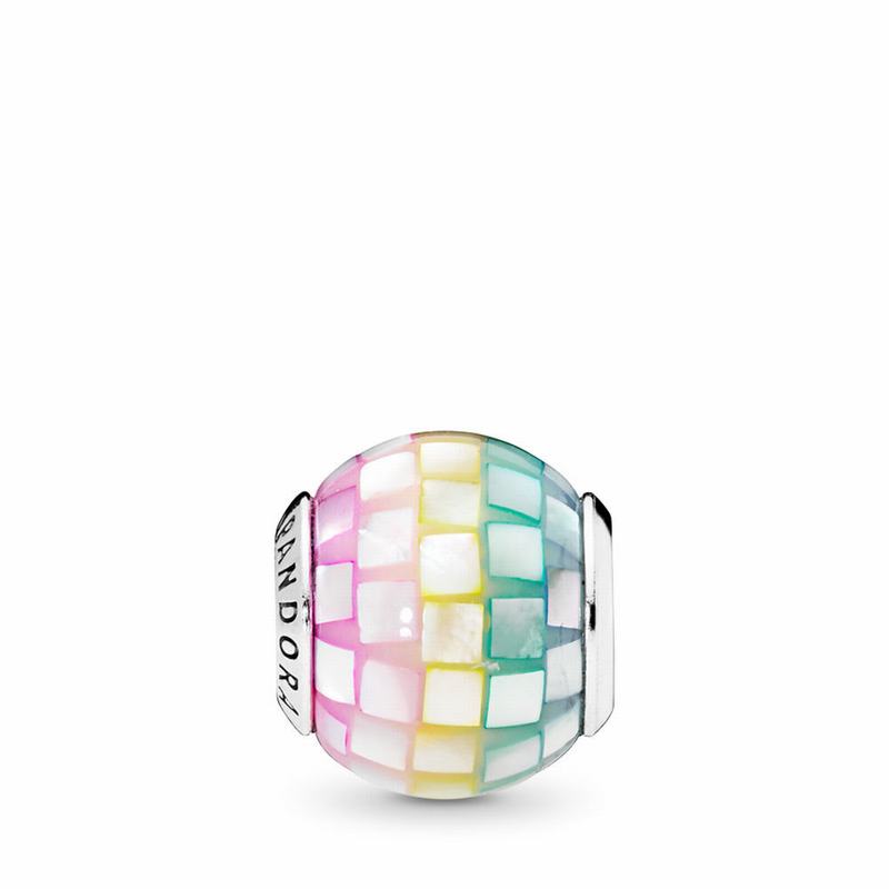 Pandora Multi-color Mosaic Charm - Sterling Silver/Acrylic/Blue/Mother Of Pearl/Cubic Zirconia - Can